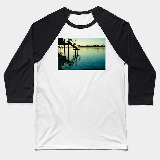 Steps from cabin leading into idyllic tropical lagoon. Baseball T-Shirt by brians101